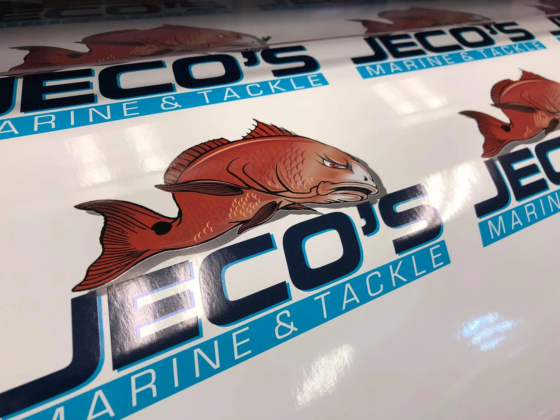 Peel-ready cut vinyl decal on a finished surface