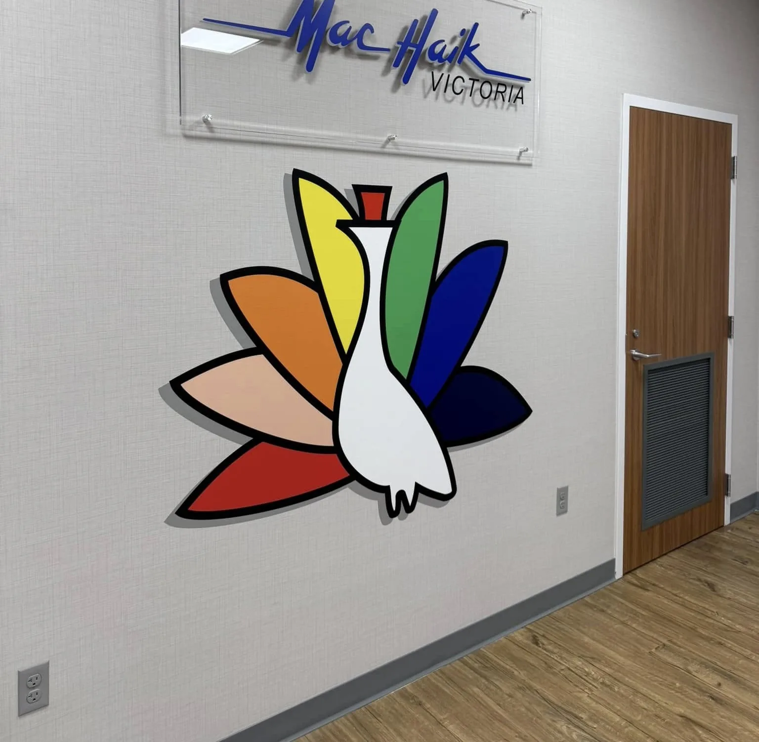 Large-format wall wrap installation with branded interior graphics